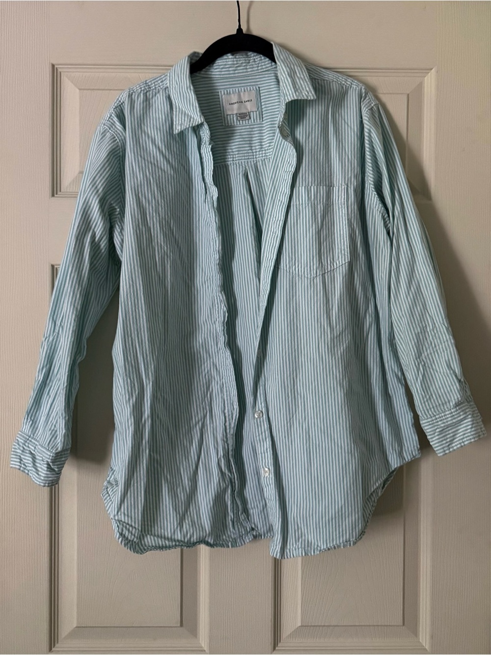 American Eagle Oversized Prep Shirt Button Down Blue/Green